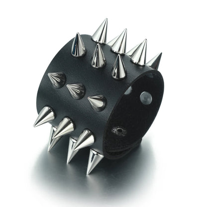 SPIKED CUFFED LEATHER BRACELET®
